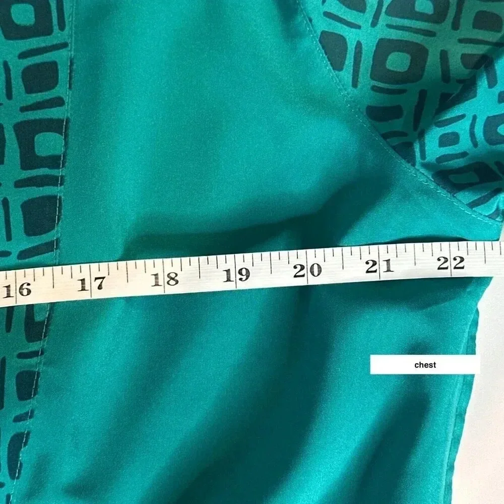 Vintage 90s LBH Windbreaker Womens Medium Teal Green Geometric Sporty Jacket - Picture 12 of 16